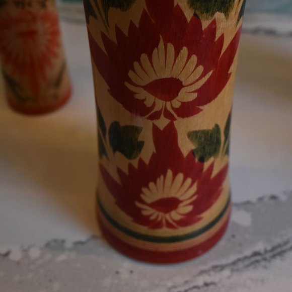 Vintage Kokeshi Wooden Hand Painted Japanese Dolls-Set of 2 - Picture 12 of 16